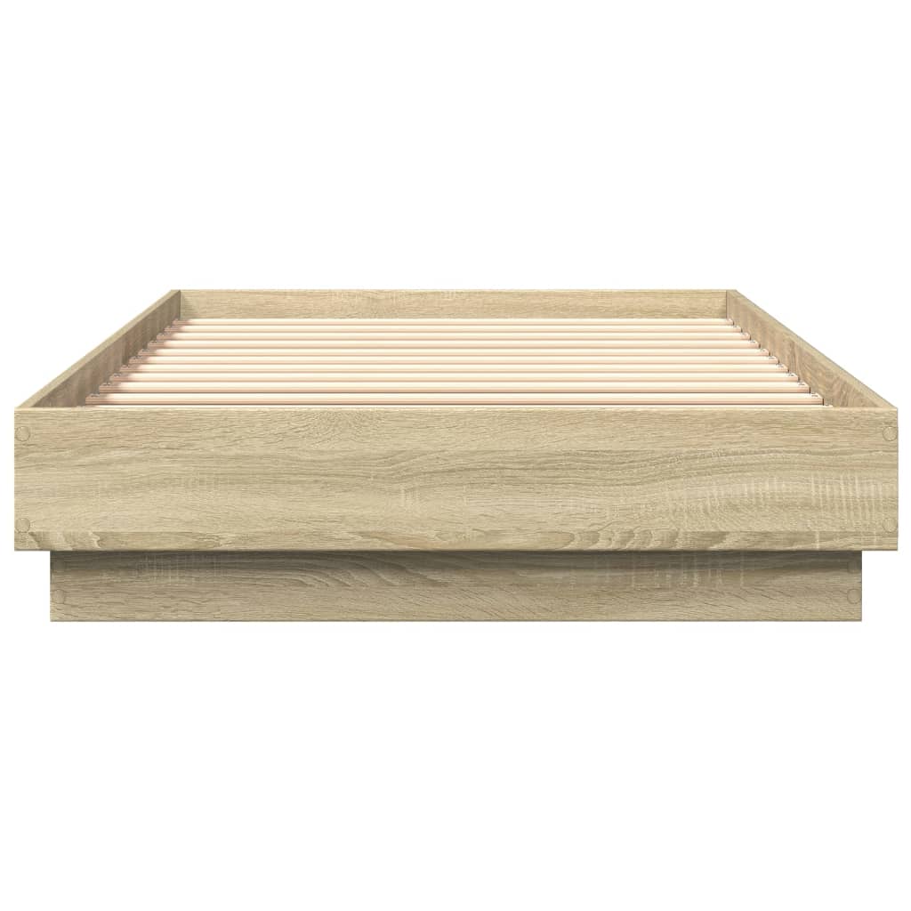 Sonoma Oak LED Bed Frame 100x200 cm - No Mattress Included