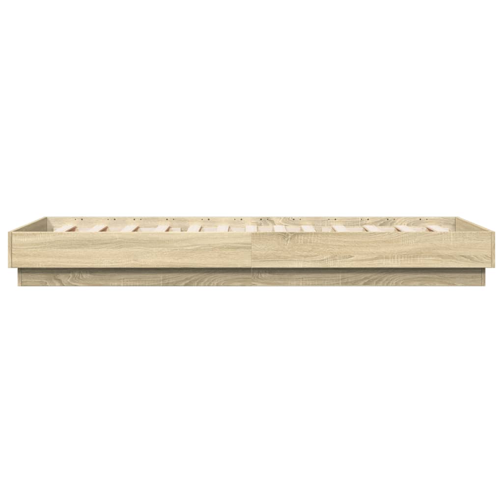 Sonoma Oak LED Bed Frame 100x200 cm - No Mattress Included
