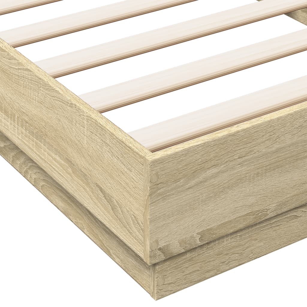Sonoma Oak LED Bed Frame 100x200 cm - No Mattress Included
