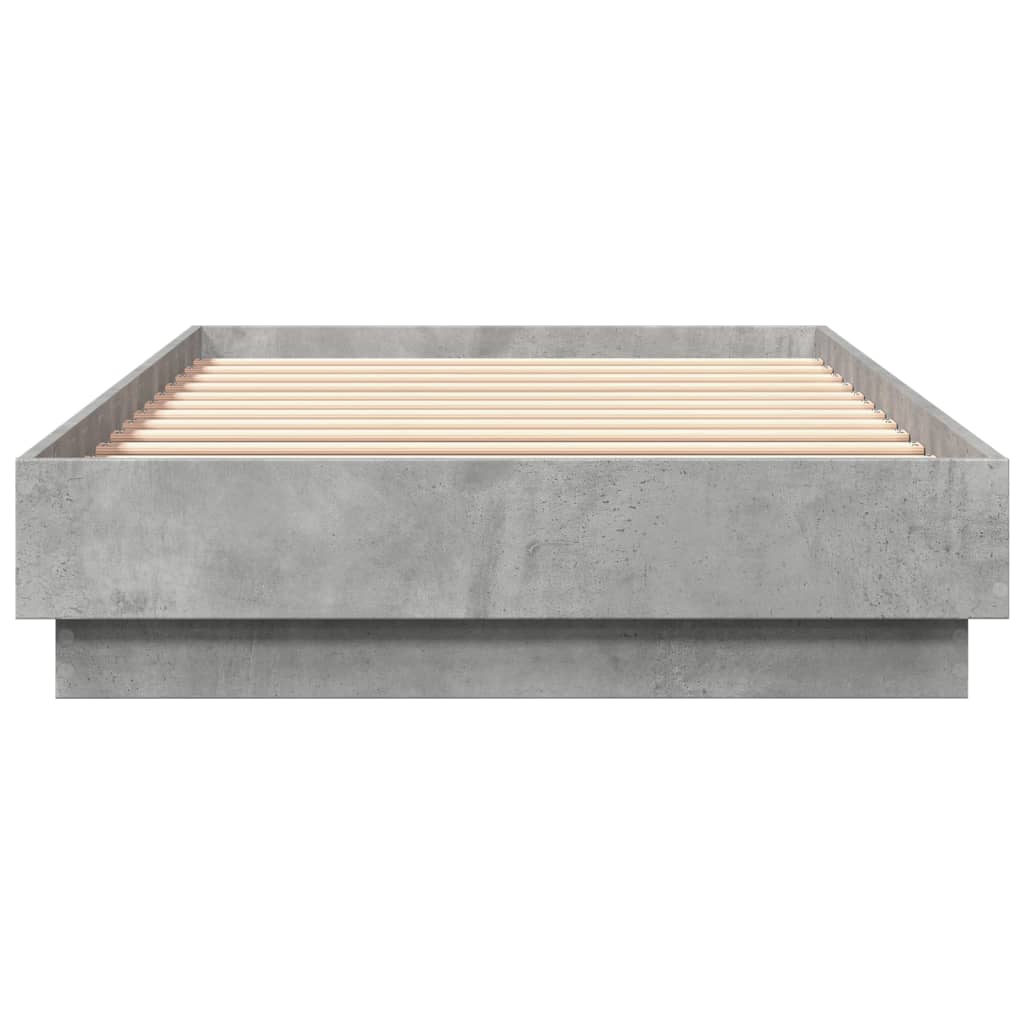 Concrete Grey Bed Frame with LED Lights, 100x200 cm