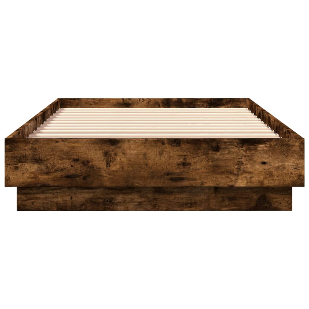 LED Bed Frame Smoked Oak 100x200 cm - No Mattress Included
