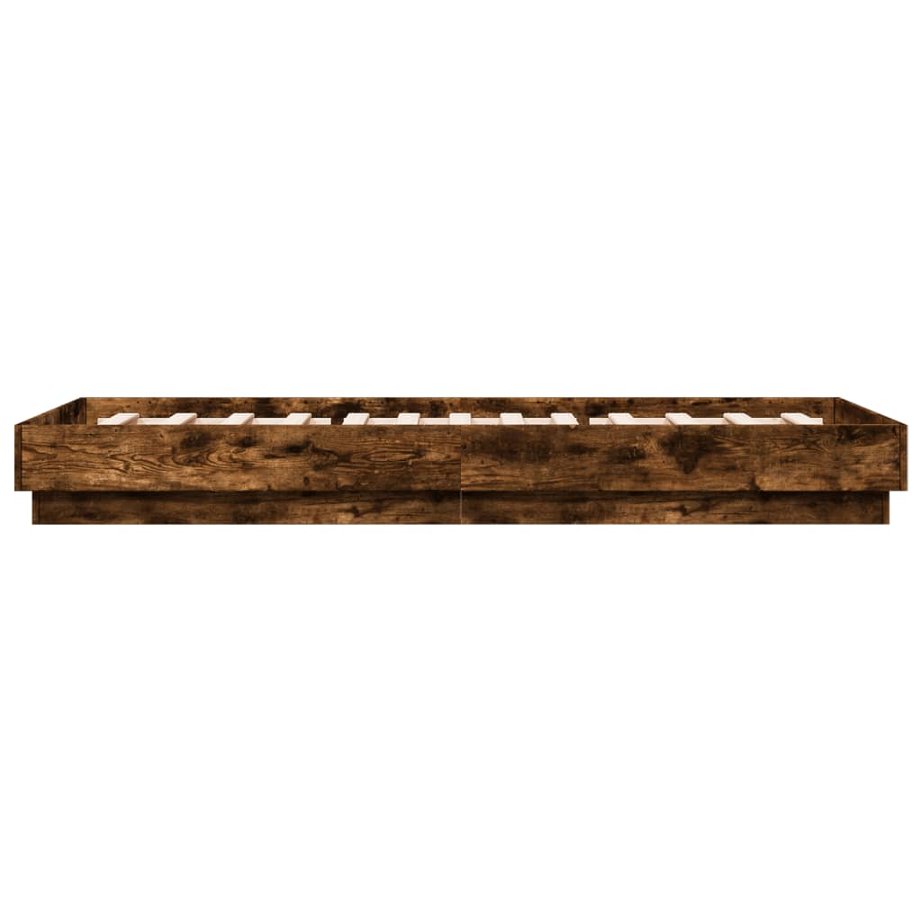 LED Bed Frame Smoked Oak 100x200 cm - No Mattress Included