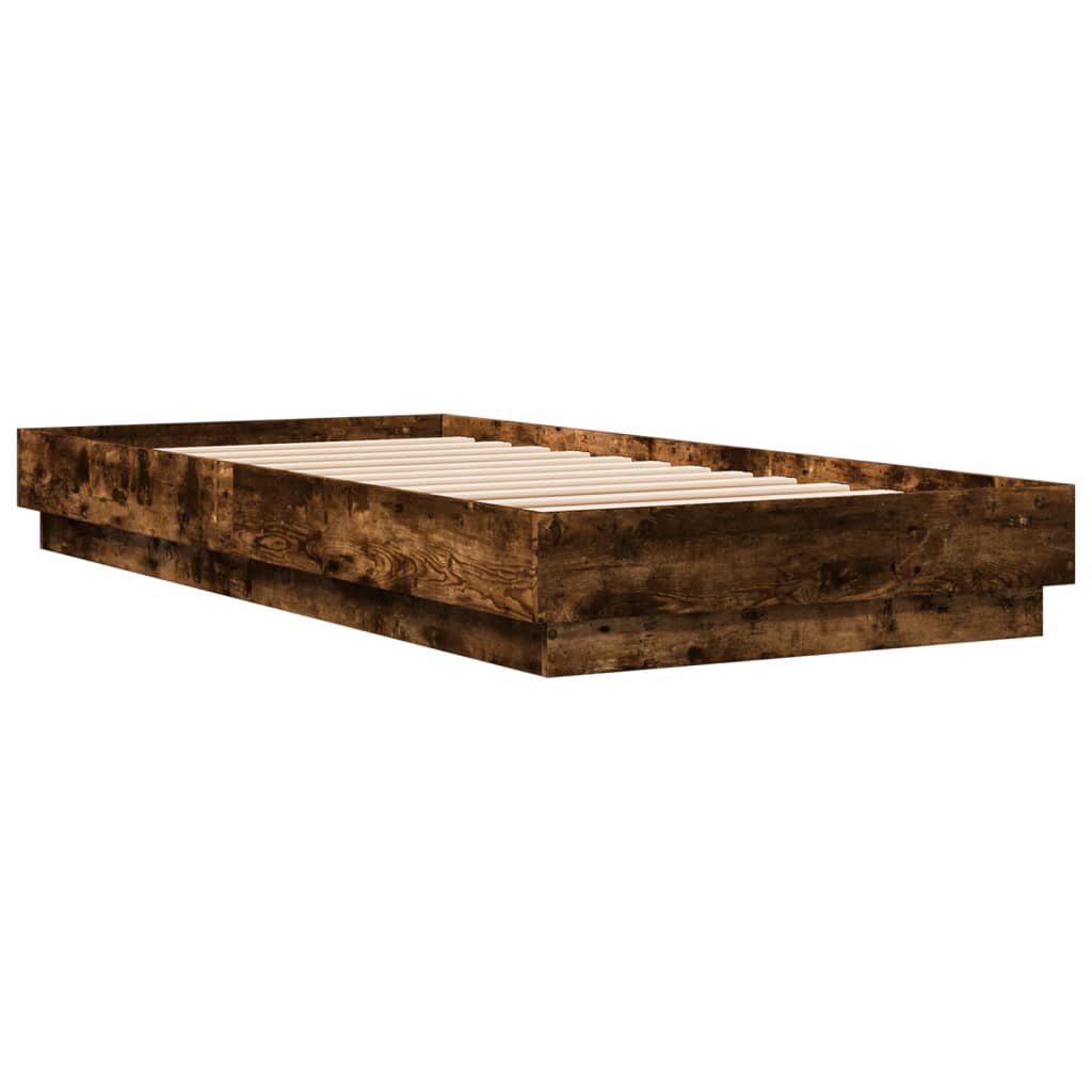 LED Bed Frame Smoked Oak 100x200 cm - No Mattress Included