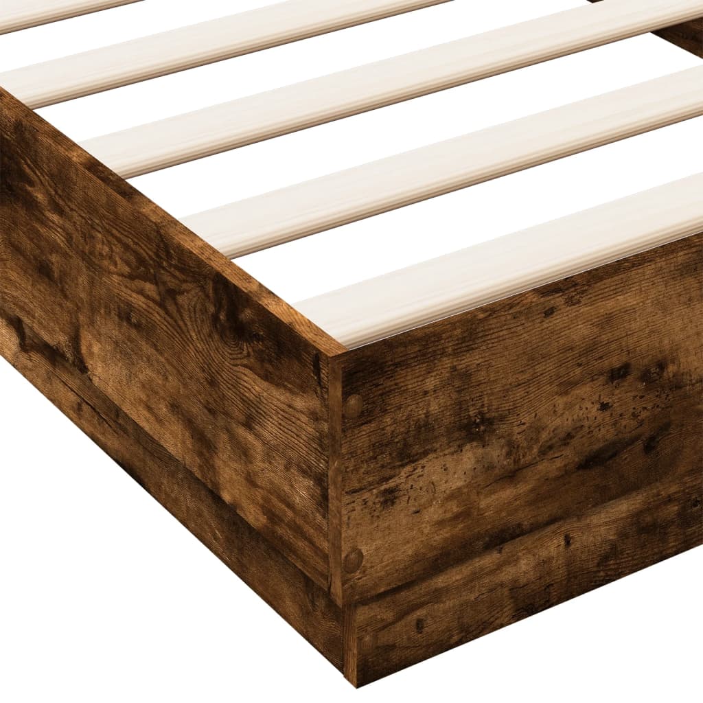 LED Bed Frame Smoked Oak 100x200 cm - No Mattress Included