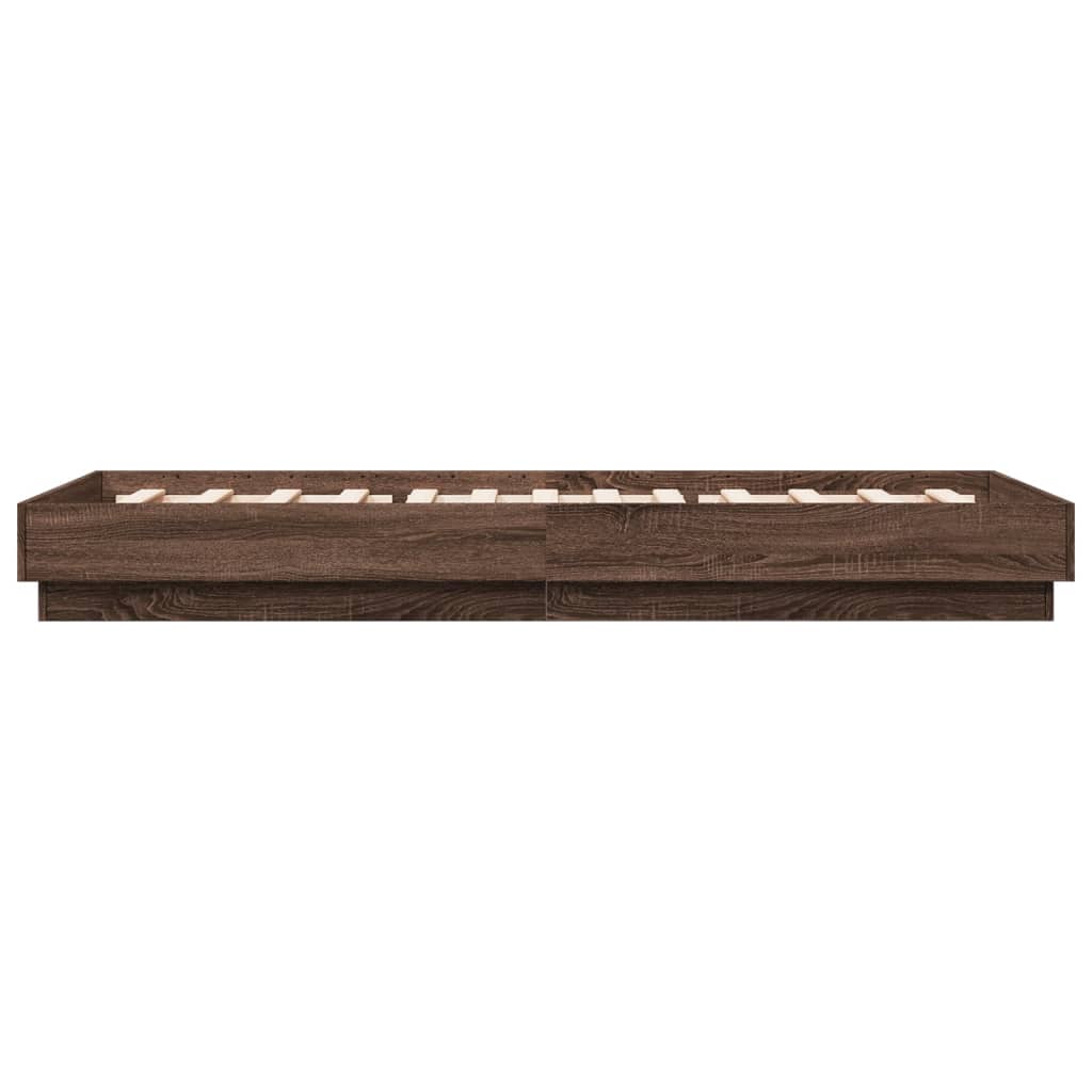 Bed Frame without Mattress with LED Lights Brown Oak 100x200 cm