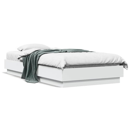 White LED Bed Frame 90x190 cm Single Without Mattress - Modern Design