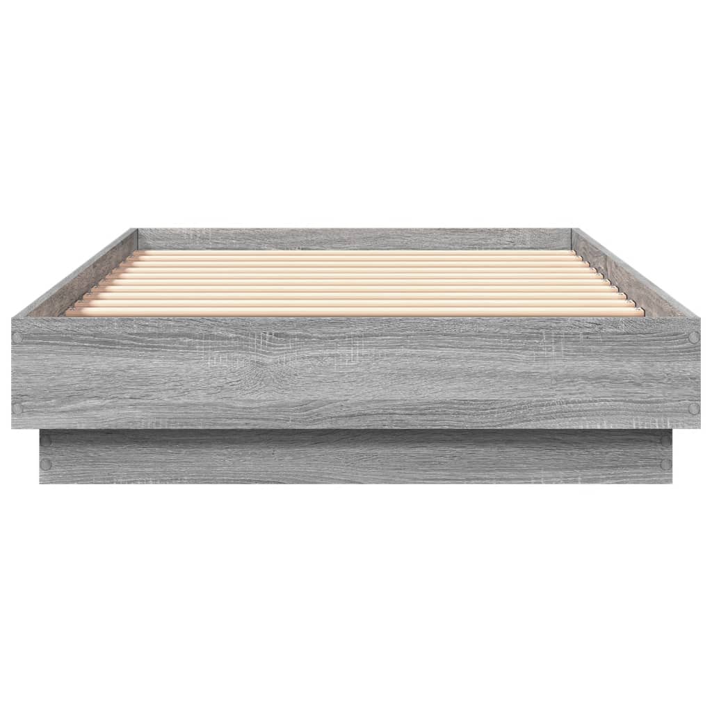 Grey Sonoma Wooden Bed Frame with LED Lights, 90x190 cm Single