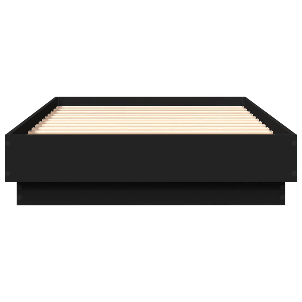 Black Metal Bed Frame with LED Lights - Small Single 75x190 cm