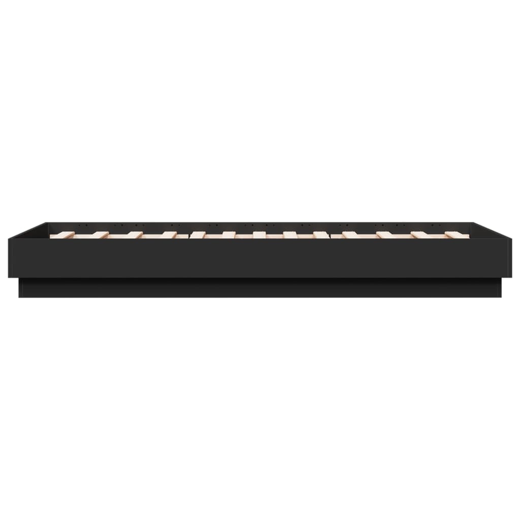 Black Metal Bed Frame with LED Lights - Small Single 75x190 cm