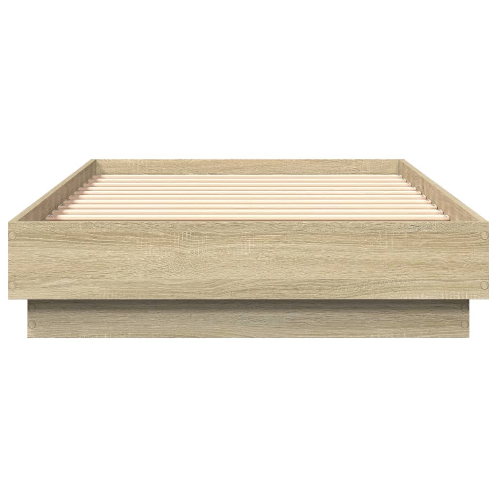 Sonoma Oak Bed Frame with LED Lights, Small Single 75x190 cm