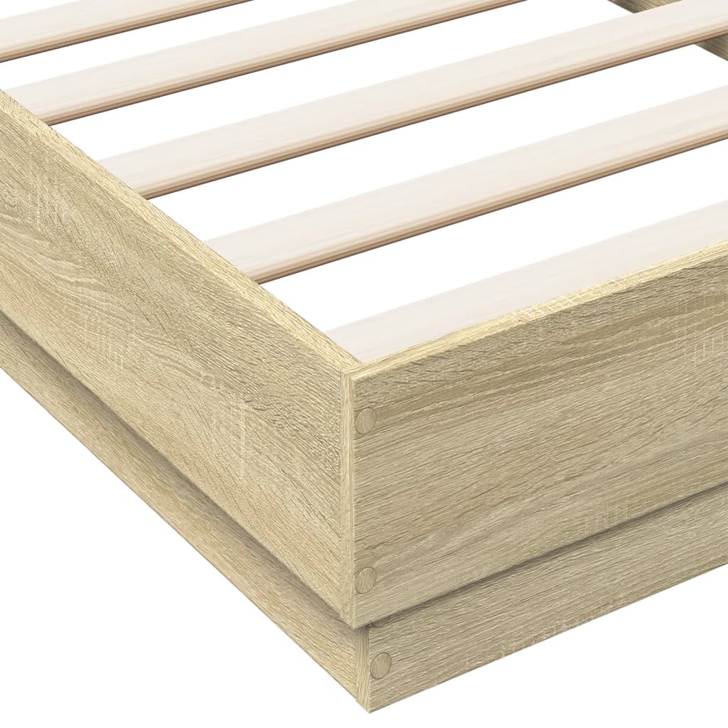 Sonoma Oak Bed Frame with LED Lights, Small Single 75x190 cm