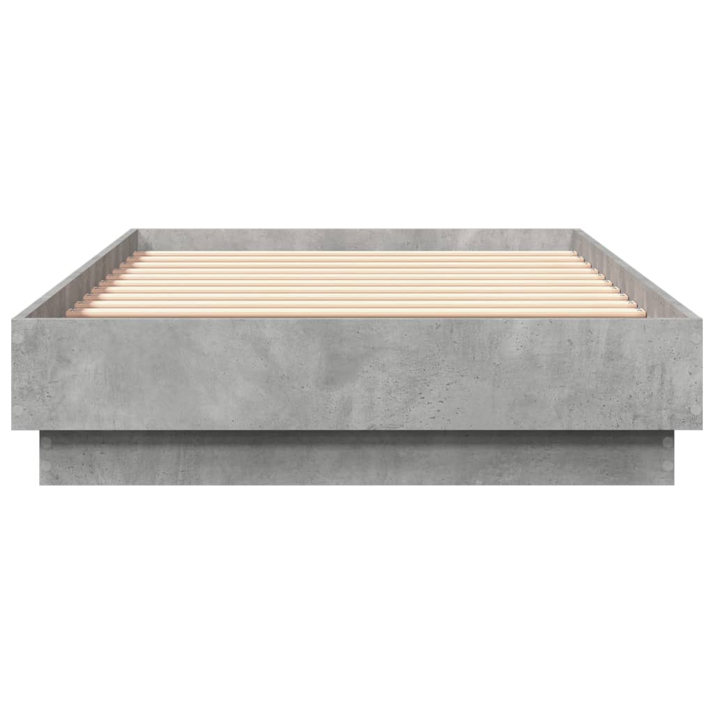 Concrete Grey LED Bed Frame 75x190 cm Small Single - No Mattress