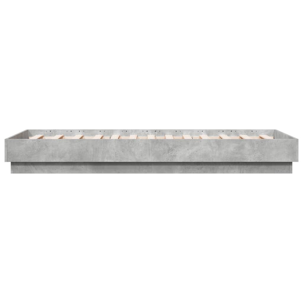 Concrete Grey LED Bed Frame 75x190 cm Small Single - No Mattress