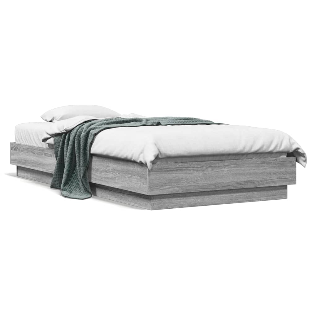Grey Sonoma Small Single Bed Frame 75x190cm with LED Lights