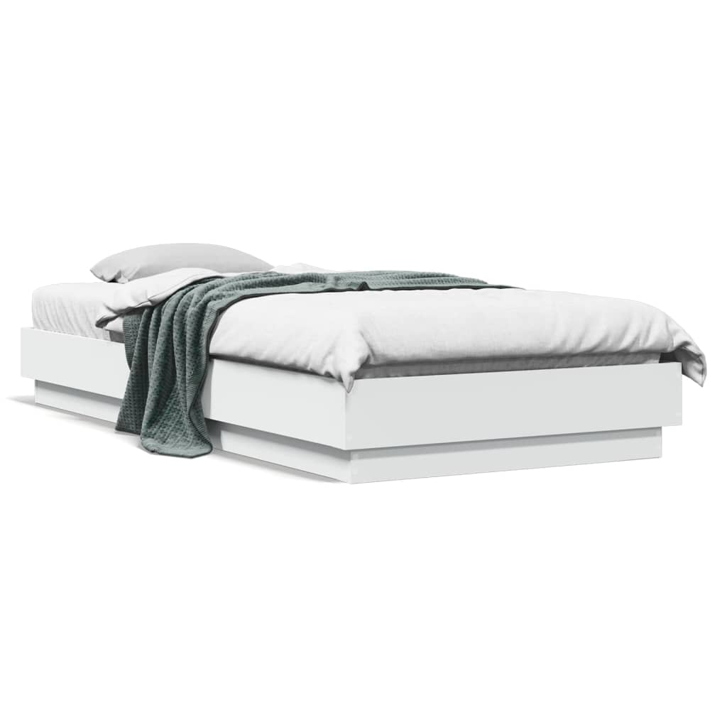 White Engineered Wood Bed Frame 100x200 cm (No Mattress)