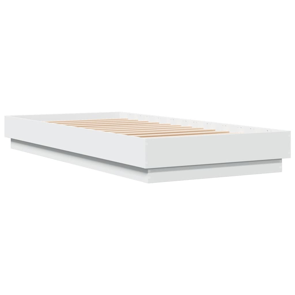 White Engineered Wood Bed Frame 100x200 cm (No Mattress)