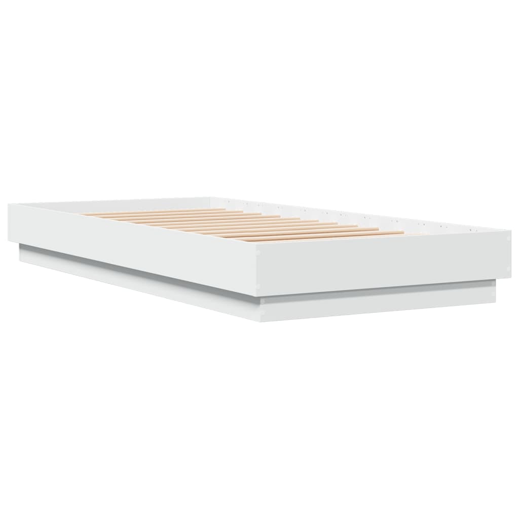 White Engineered Wood Bed Frame 100x200 cm (No Mattress)