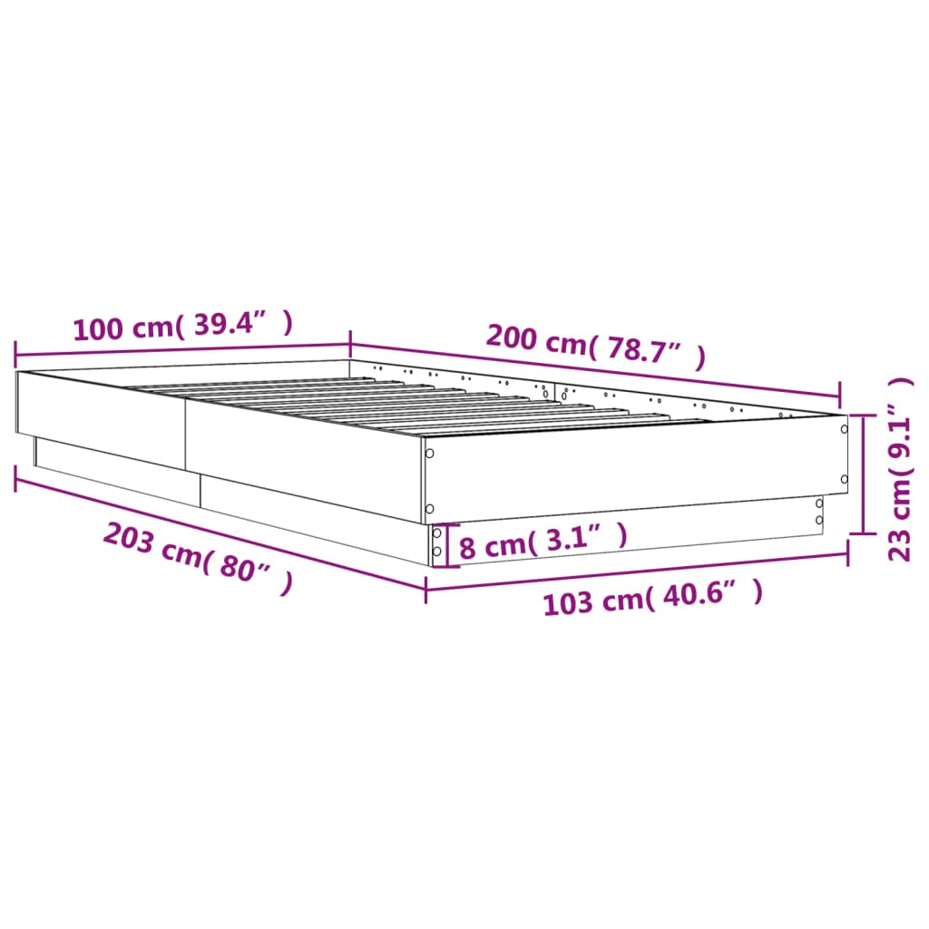 White Engineered Wood Bed Frame 100x200 cm (No Mattress)
