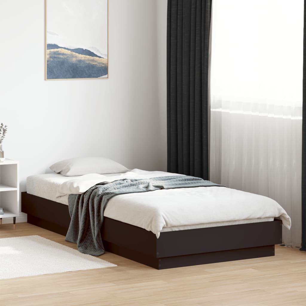 Black Engineered Wood Bed Frame - 100x200 cm, No Mattress Included