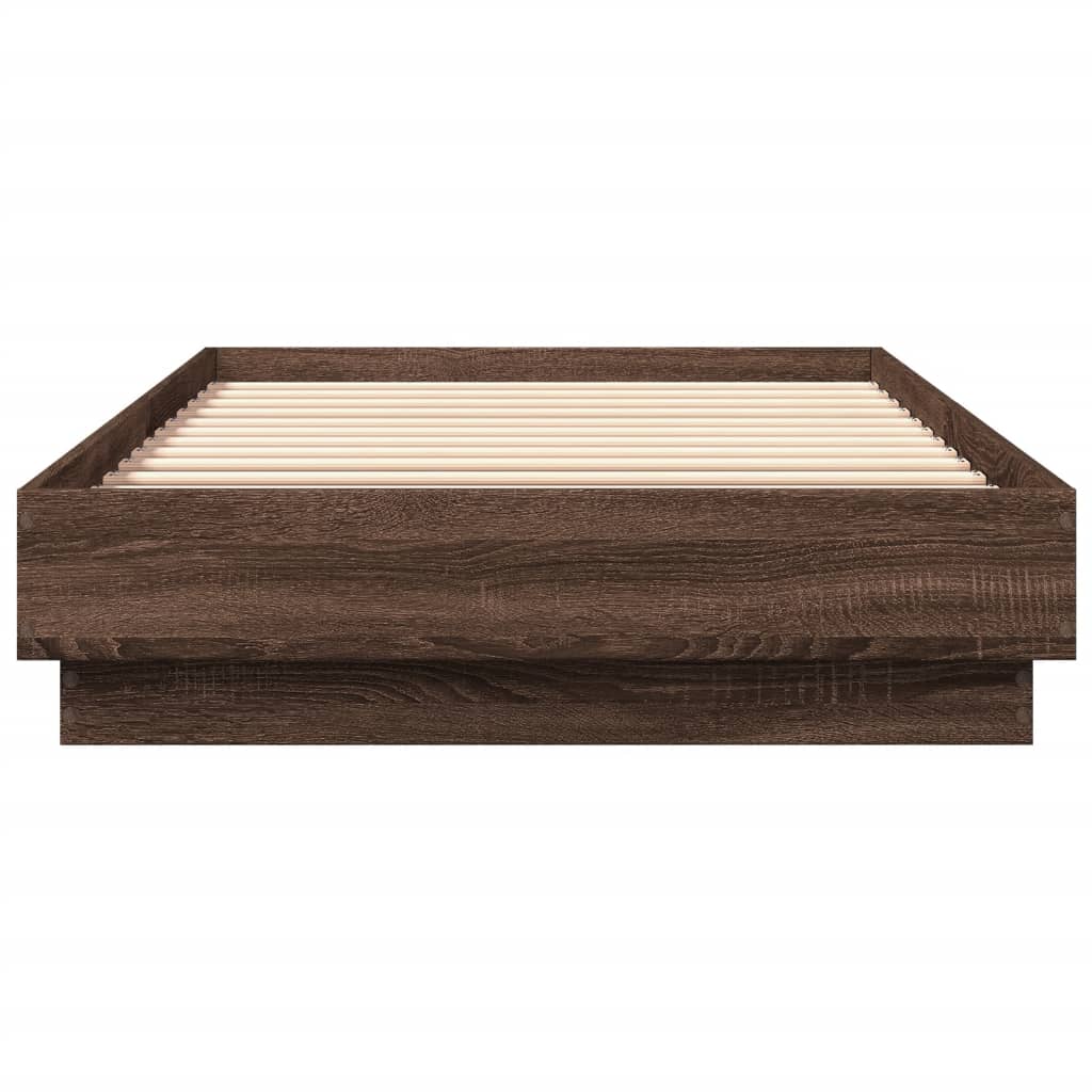 Brown Oak Engineered Wood Bed Frame 100x200 cm - No Mattress