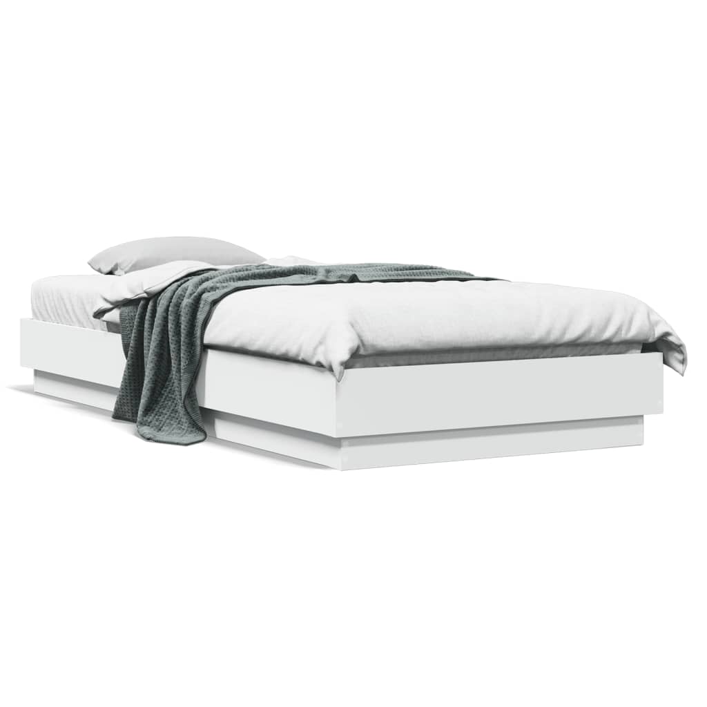 White Engineered Wood Bed Frame 90x200 cm - No Mattress Included