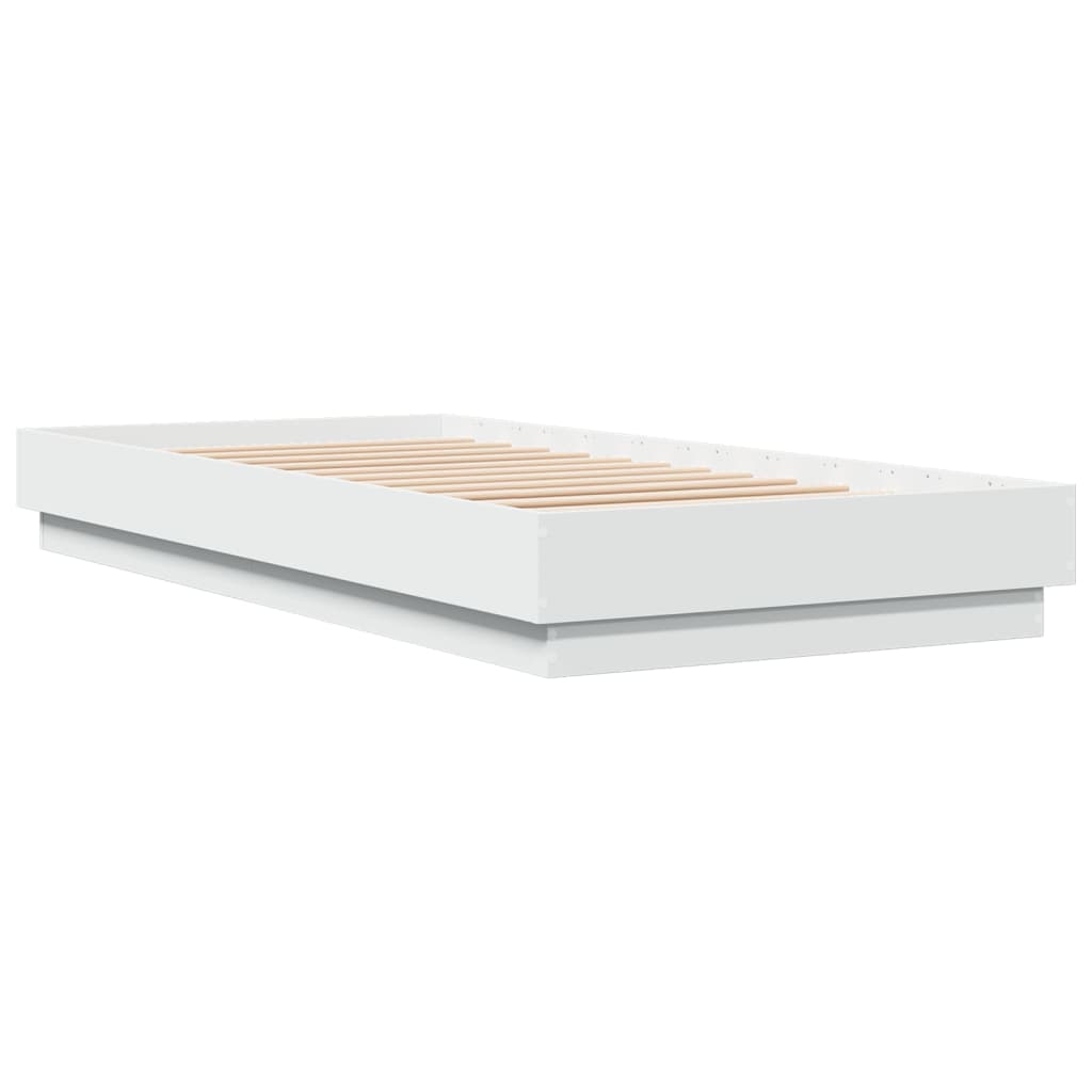 White Engineered Wood Bed Frame 90x200 cm - No Mattress Included