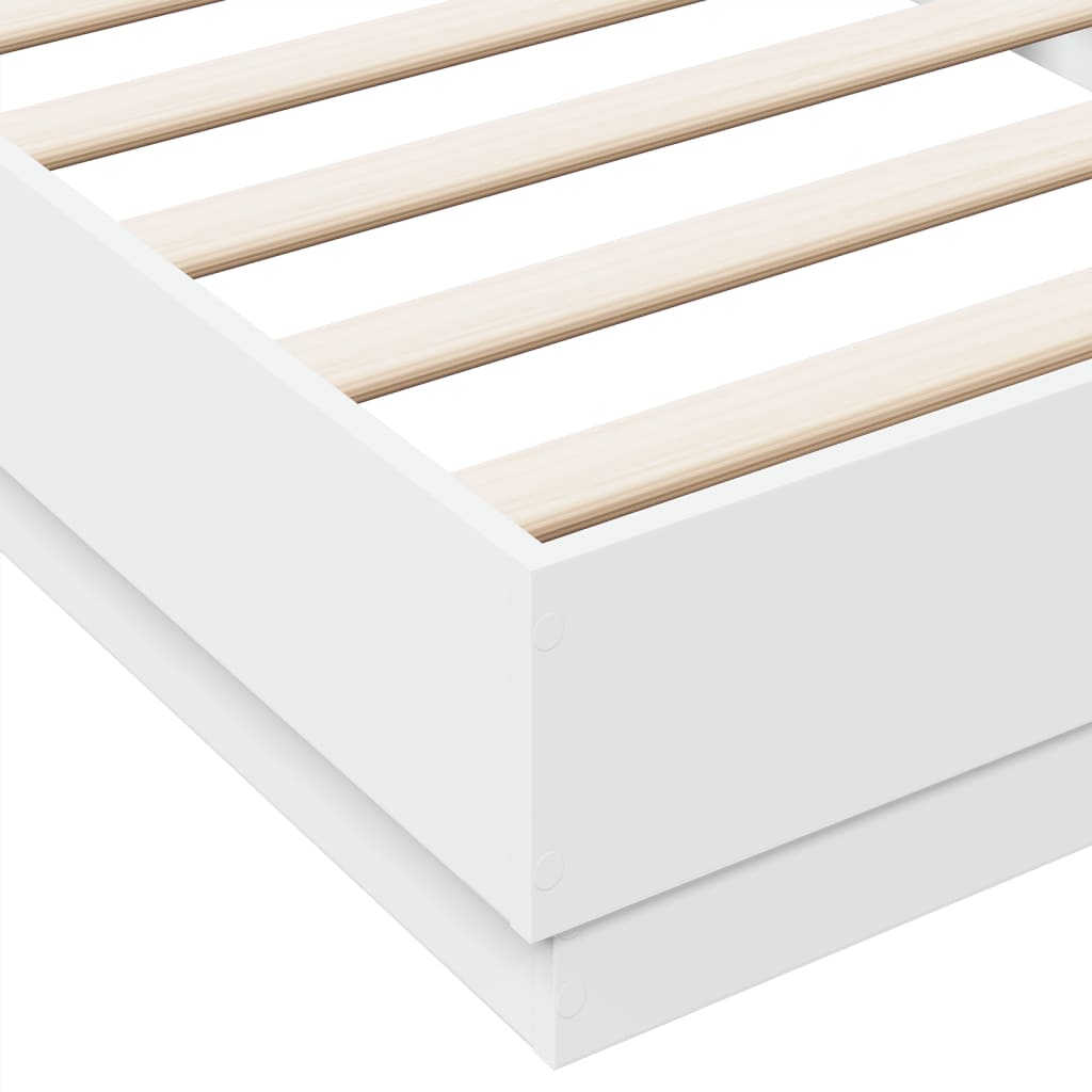 White Engineered Wood Bed Frame 90x200 cm - No Mattress Included