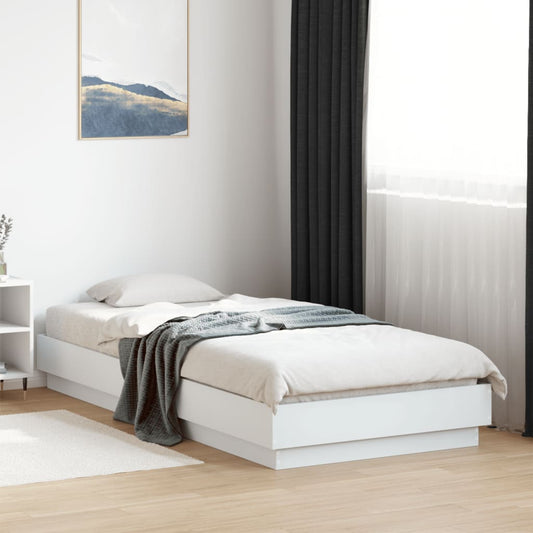 White Engineered Wood Bed Frame 90x200 cm - No Mattress Included