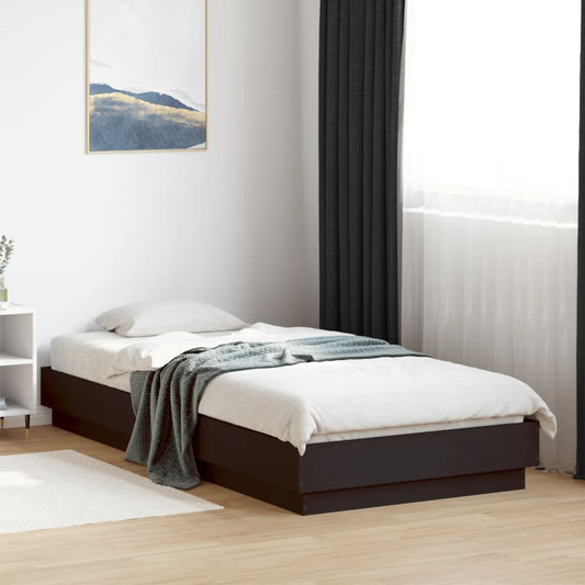 Stylish Black Engineered Wood Bed Frame, 90x200 cm - No Mattress