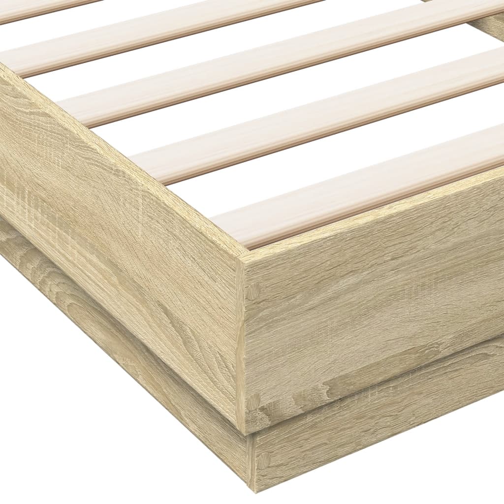 Sonoma Oak Bed Frame 90x200 cm - Engineered Wood, No Mattress