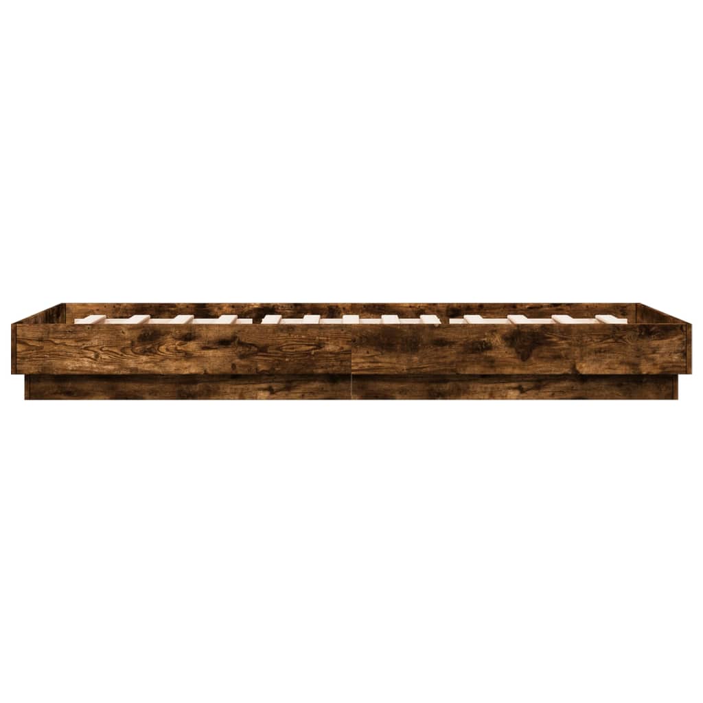 Smoked Oak Engineered Wood Bed Frame 90x200 cm - Mattress Not Included