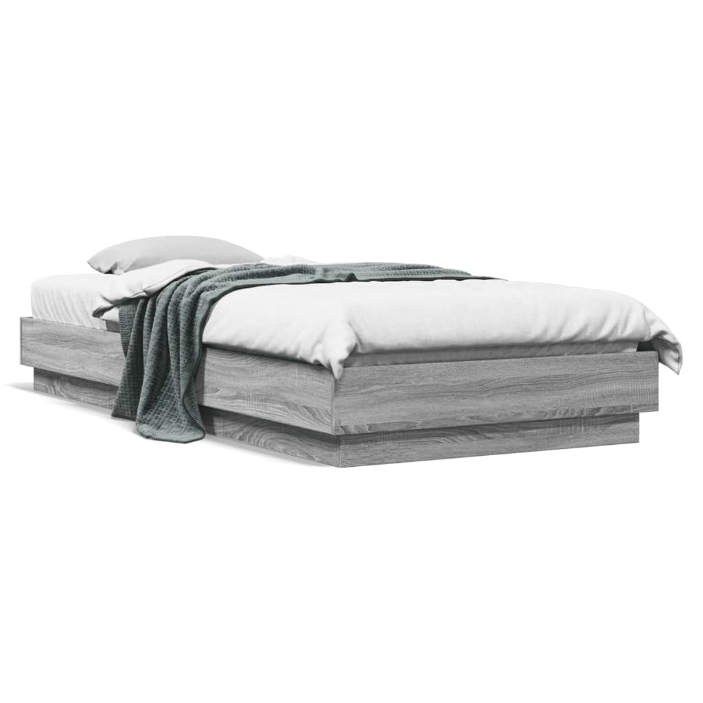 Grey Sonoma Wood Bed Frame 90x200 cm - No Mattress Included