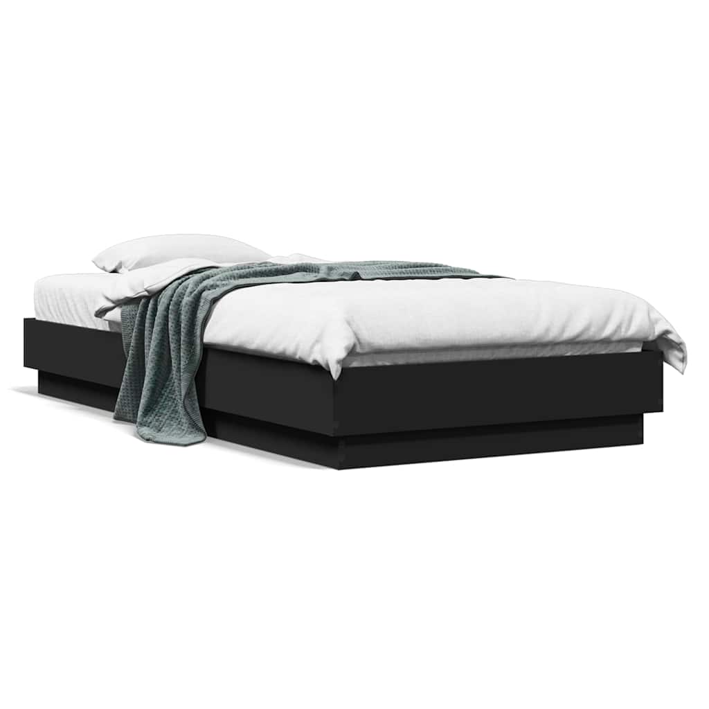 Black Engineered Wood Single Bed Frame 90x190 cm - No Mattress