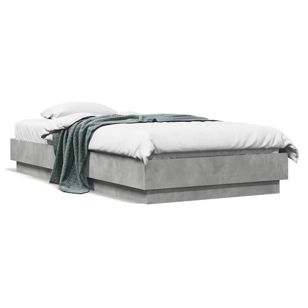 Concrete Grey Single Bed Frame 90x190 cm - No Mattress Included