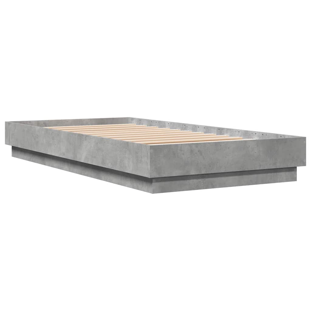 Concrete Grey Single Bed Frame 90x190 cm - No Mattress Included
