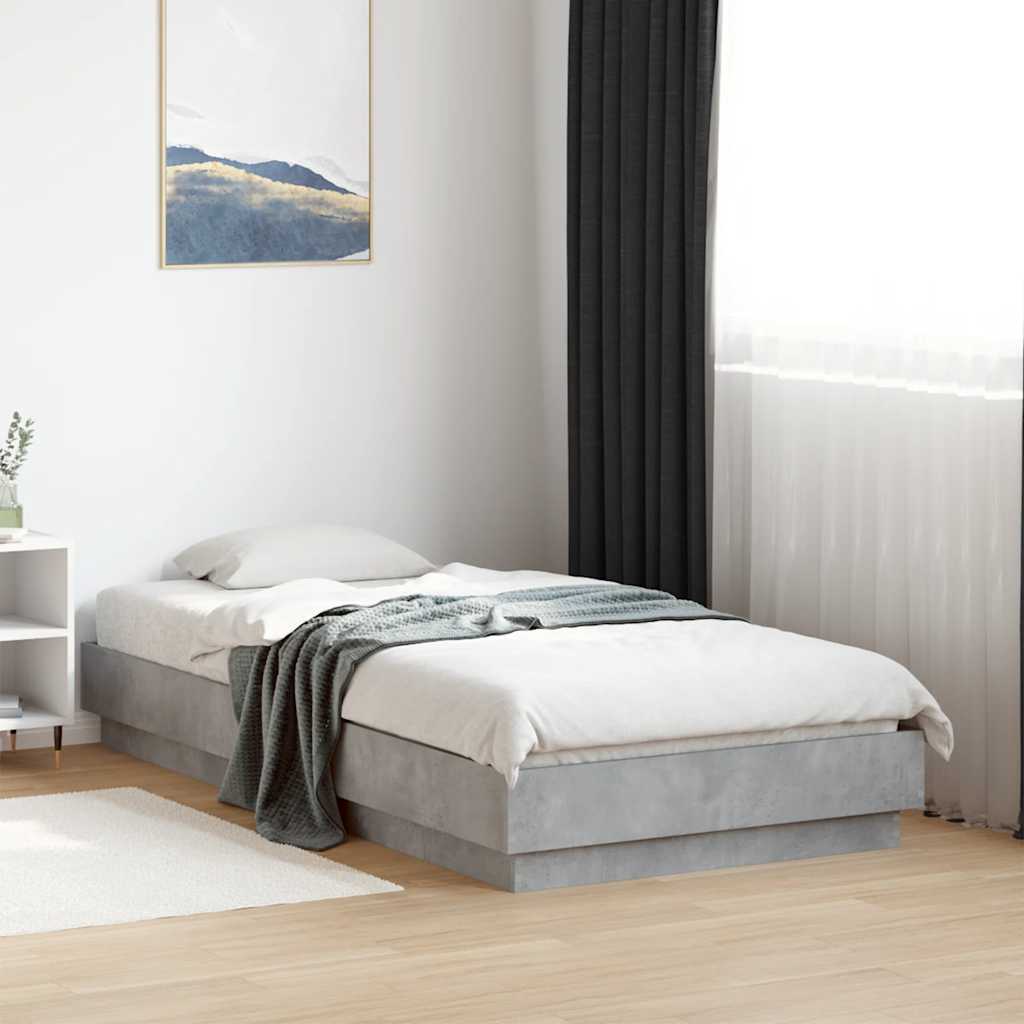 Concrete Grey Single Bed Frame 90x190 cm - No Mattress Included