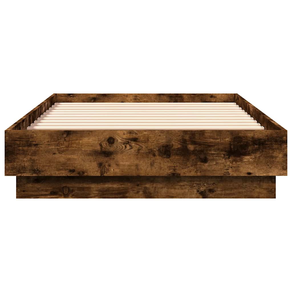 Single Bed Frame 90x190 cm, Smoked Oak Engineered Wood