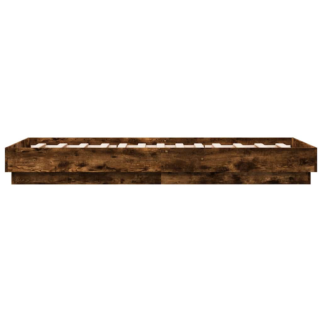 Single Bed Frame 90x190 cm, Smoked Oak Engineered Wood