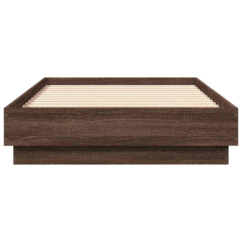Brown Oak Single Bed Frame 90x190 cm - Engineered Wood