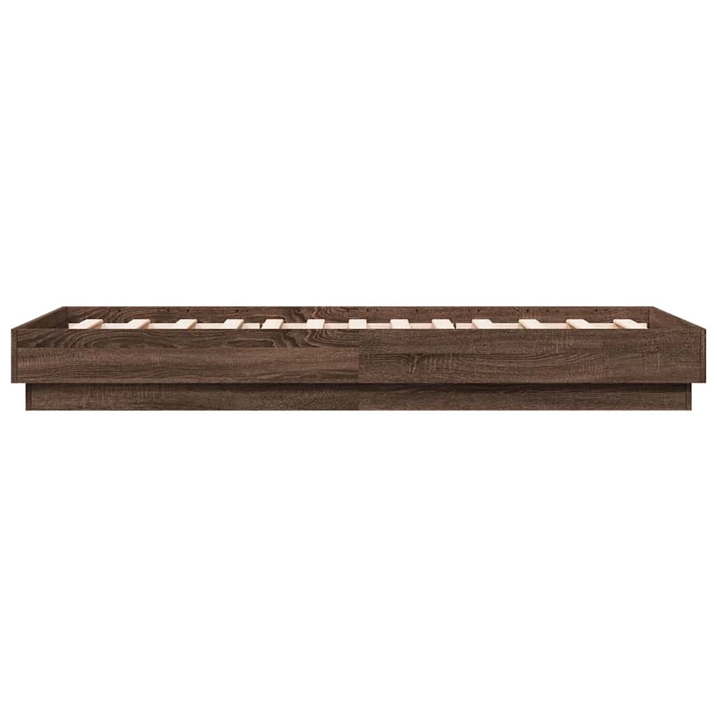 Brown Oak Single Bed Frame 90x190 cm - Engineered Wood