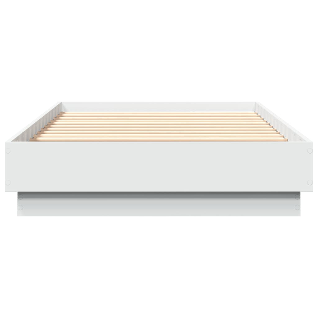Compact White Engineered Wood Bed Frame 75x190 cm - Small Single