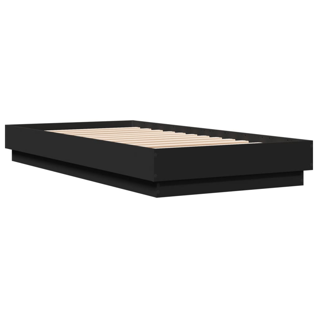 Compact Black Engineered Wood Bed Frame 75x190 cm - Small Single