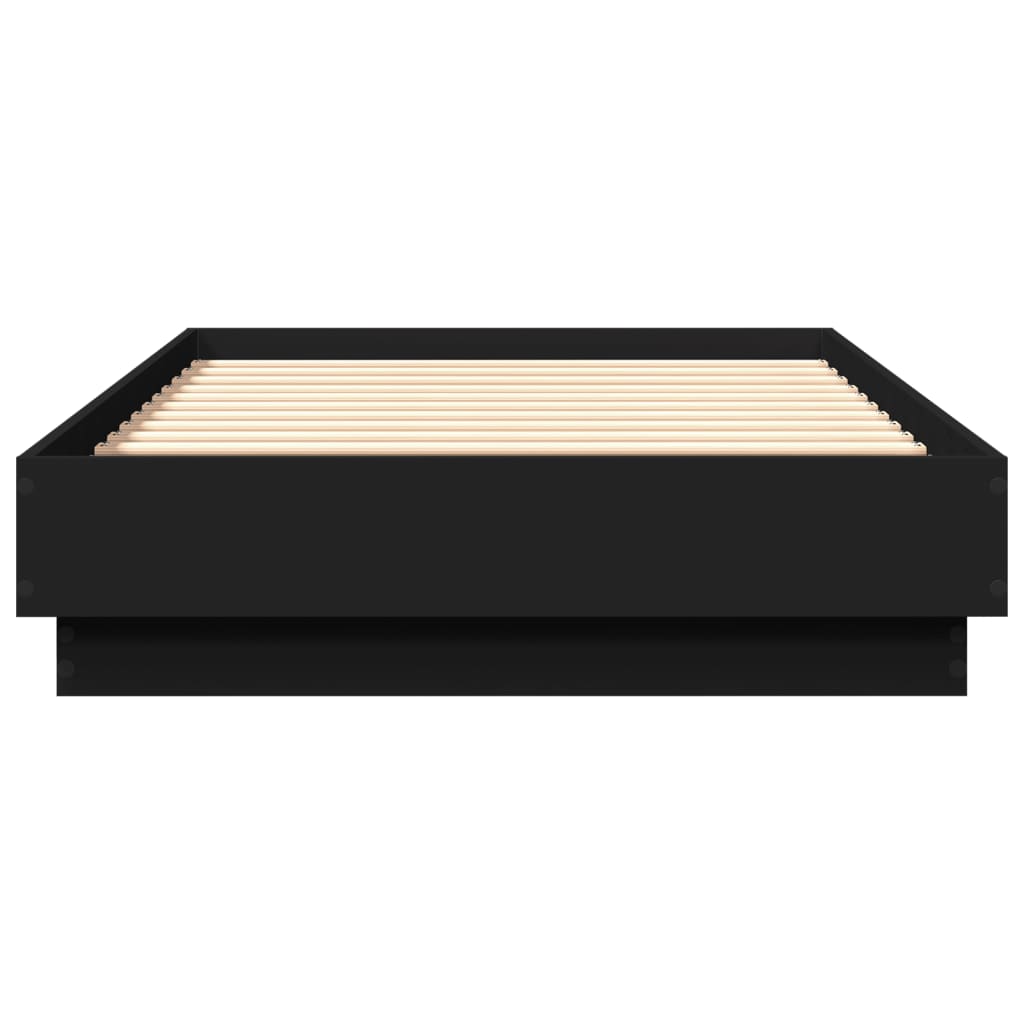 Compact Black Engineered Wood Bed Frame 75x190 cm - Small Single