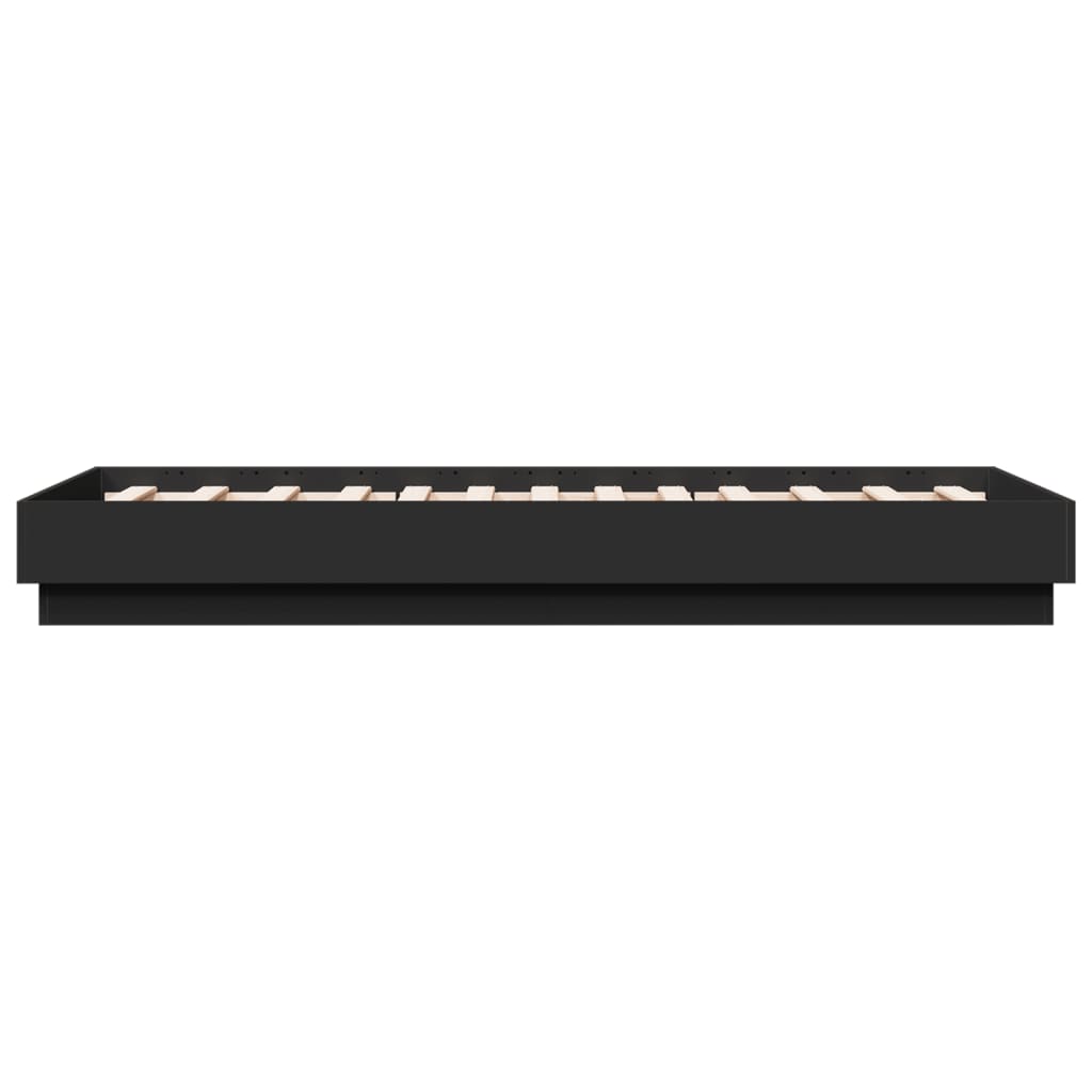 Compact Black Engineered Wood Bed Frame 75x190 cm - Small Single