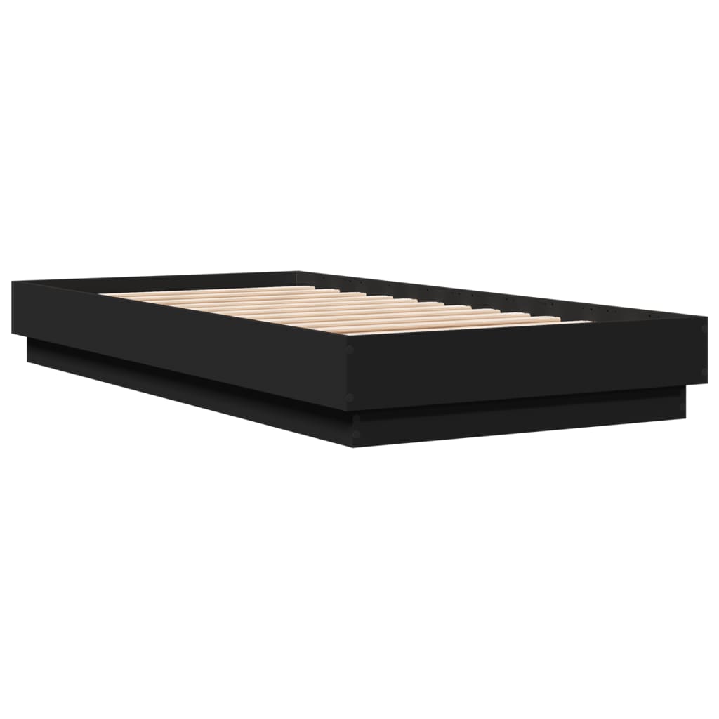 Compact Black Engineered Wood Bed Frame 75x190 cm - Small Single