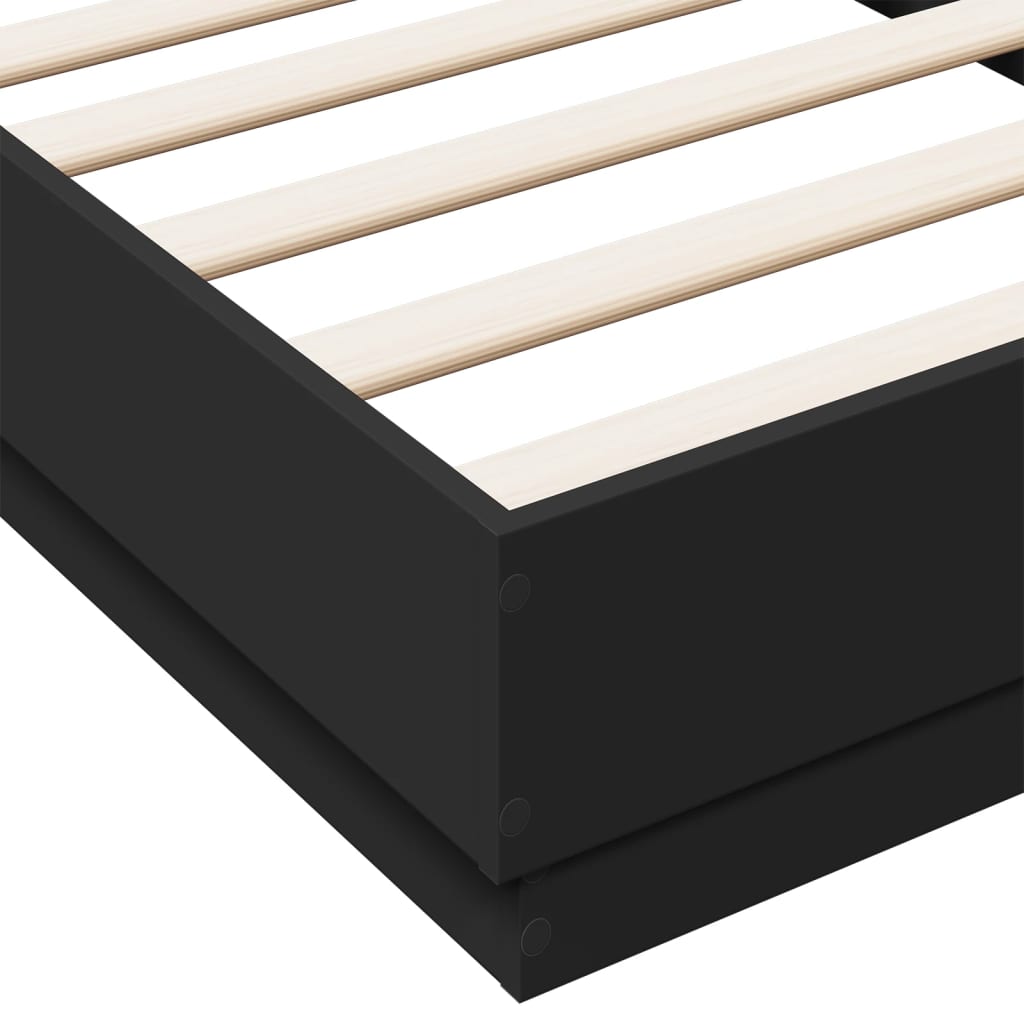 Compact Black Engineered Wood Bed Frame 75x190 cm - Small Single