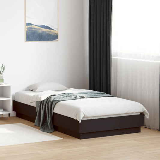 Compact Black Engineered Wood Bed Frame 75x190 cm - Small Single