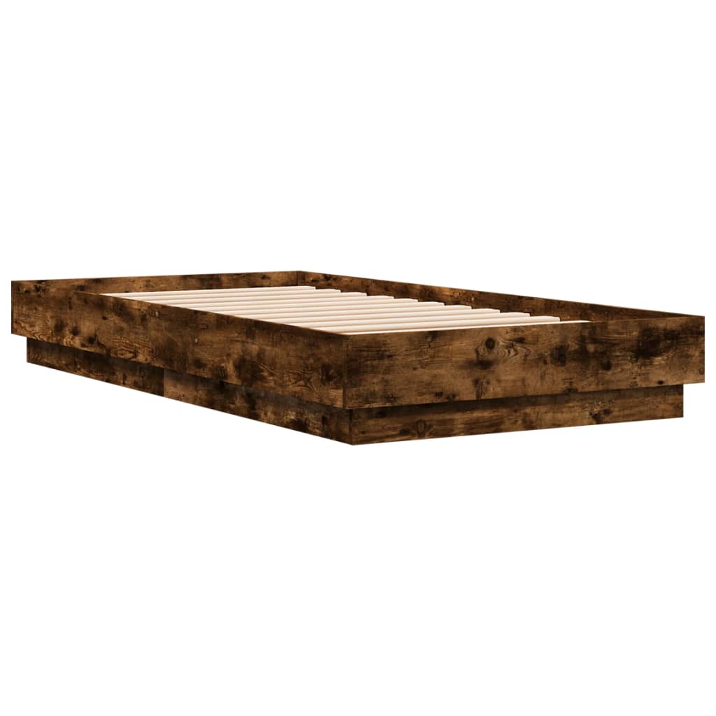 Smoked Oak Small Single Bed Frame 75x190 cm - Engineered Wood