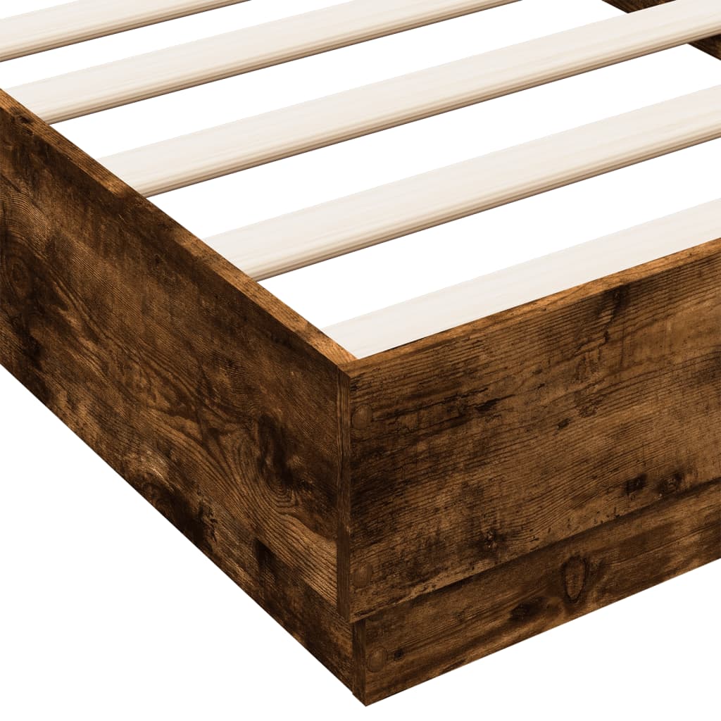 Smoked Oak Small Single Bed Frame 75x190 cm - Engineered Wood