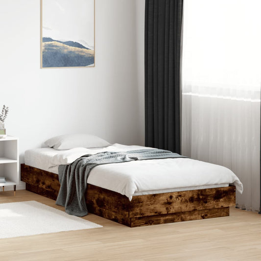 Smoked Oak Small Single Bed Frame 75x190 cm - Engineered Wood